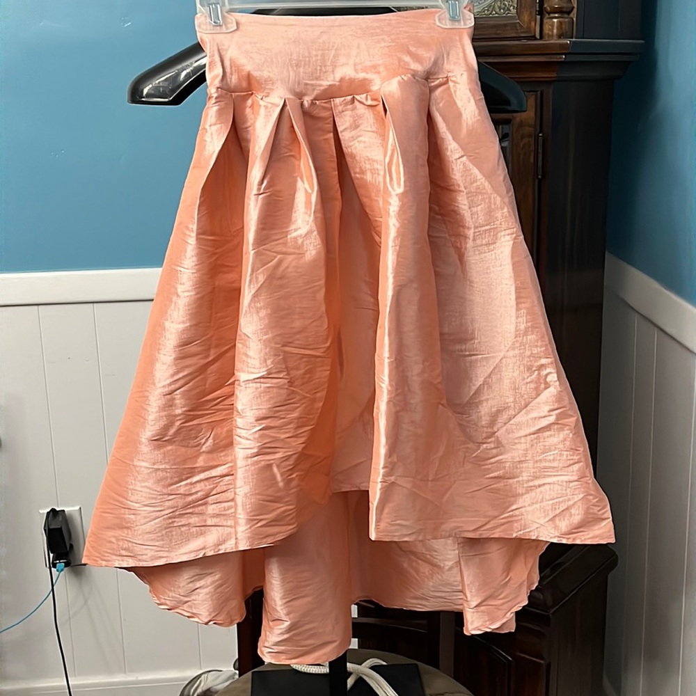 TOUCH ME high low peachy rose stretch material floated skirt with ties